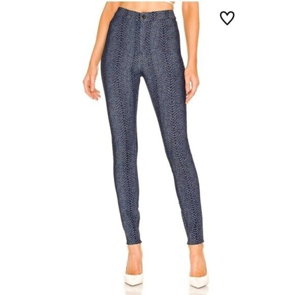 Superdown Pant Women L Blue Revolve Darlene High Waisted Snake Straight Leg NEW - Picture 1 of 16